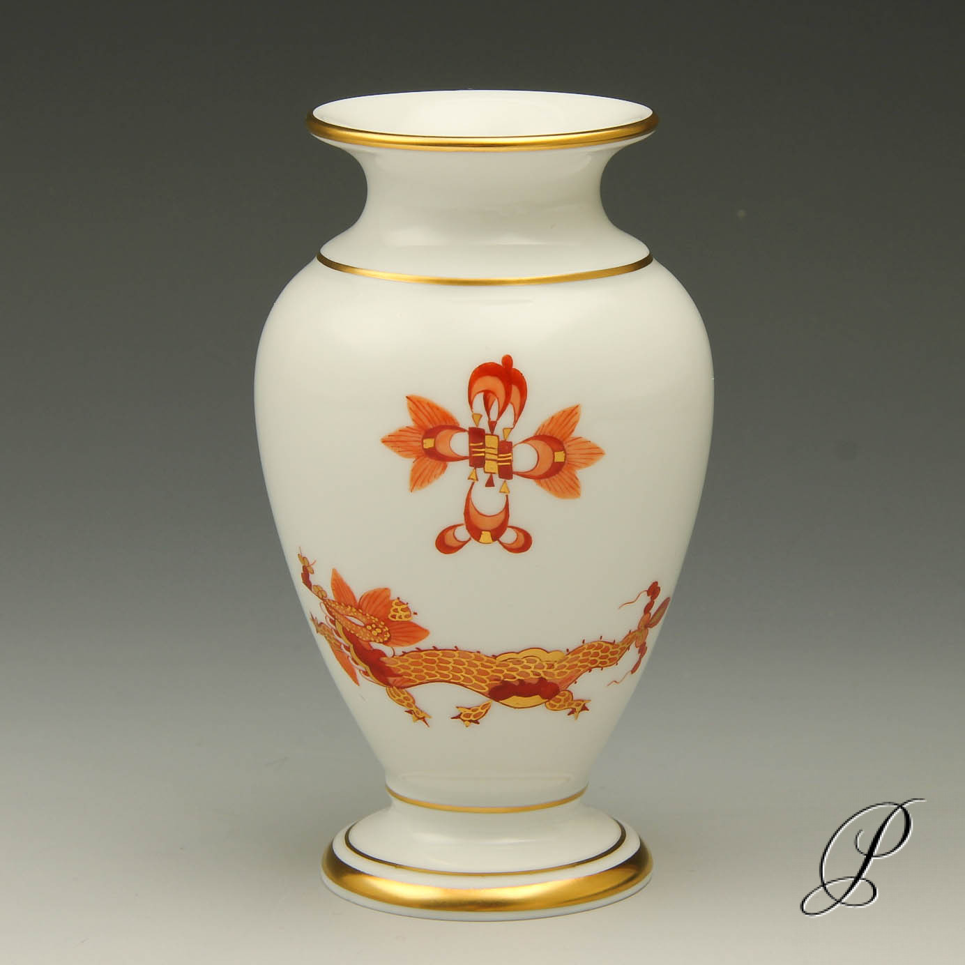 Vase Meissen 1.Wahl reicher Drache rot Porzellan & Porcelain