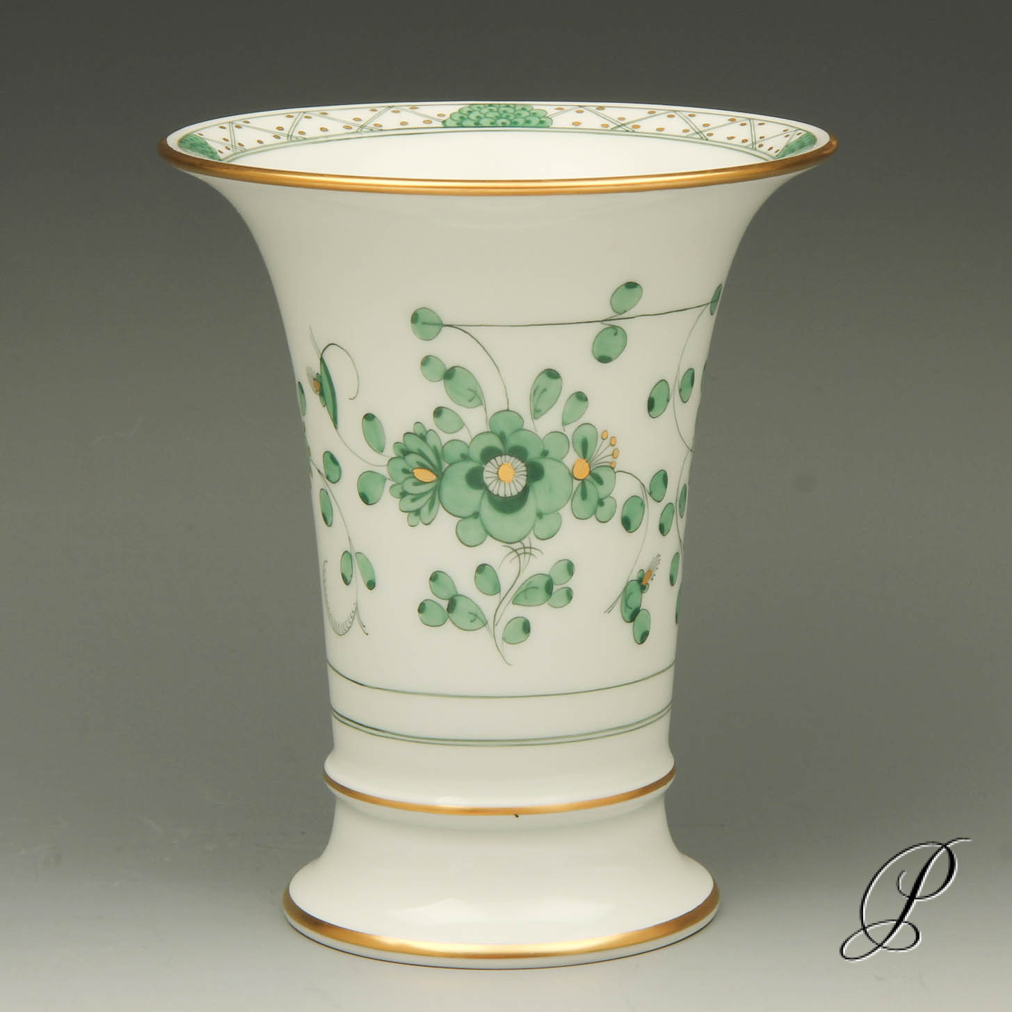Vase Meissen 1.Wahl Indisch grün reich Porzellan & Porcelain