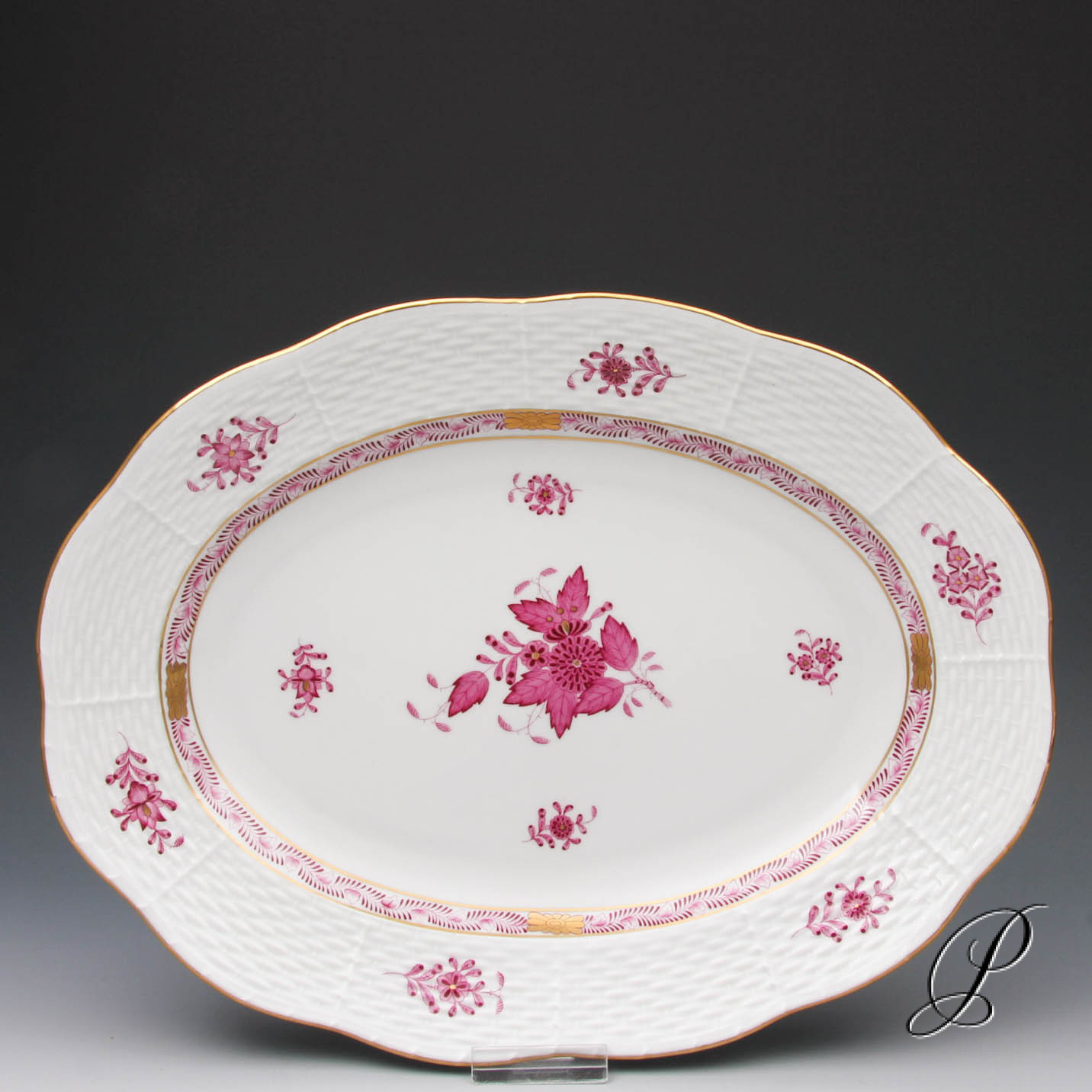große ovale Bratenplatte Herend Apponyi purpur | Porzellan & Porcelain