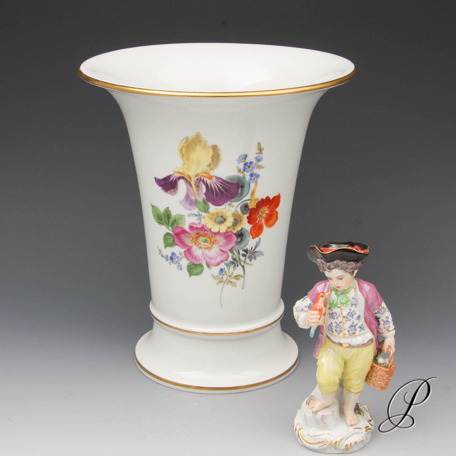 große Vase (Nr.1) Meissen Blumenbukett Porzellan & Porcelain
