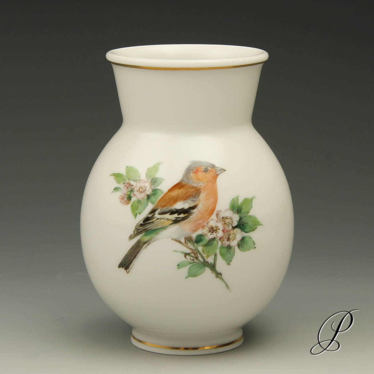 Vase Meissen 1.Wahl mit Vogel und Insektenmalerei Porzellan & Porcelain