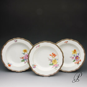 3 Suppenteller Meissen 1.Wahl A-Kante Blumenbukett