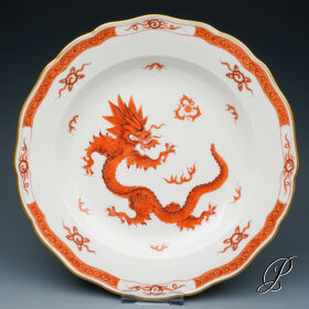 Speiseteller Meissen Mingdrache rot mit Kante