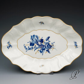 Gebäckschale Meissen im Dekor Blaue Blume mit Goldgräsern und Insekten