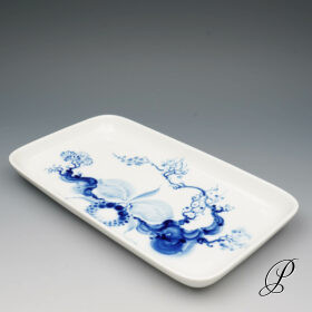 Tablett Meissen 1.Wahl blaue Orchidee auf Ast von Prof. Heinz Werner