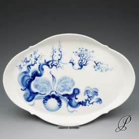 Tablett Meissen 1.Wahl blaue Orchidee auf Ast von Prof. Heinz Werner