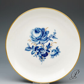 Wandteller Meissen 1.Wahl mit blauem Blumenbukett und Goldgräsern