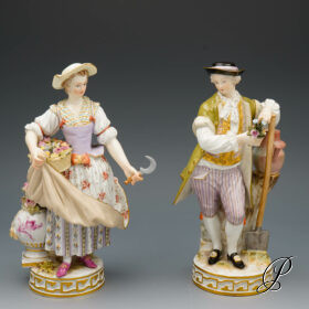 2 Figuren Meissen 1.Wahl Knaufzeit um 1900 Jhd. Gärtner und Gärtnerin