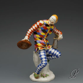 Harlekin mit Deckelkanne Meissen 1.Wahl