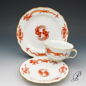Teegedeck (Nr.4) Meissen Pfeiferzeit 1924 Jhd. Reicher Drache rot goldschattiert