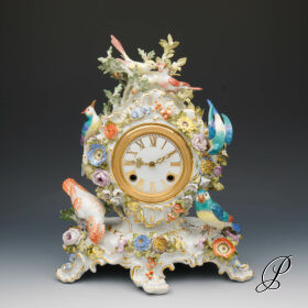 wunderschöne Uhr Meissen 1.Wahl "Blumen und Vögel"