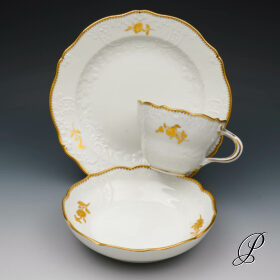 Kaffeegedeck (Nr.1) Meissen Goldzweig mit Goldzahnkante
