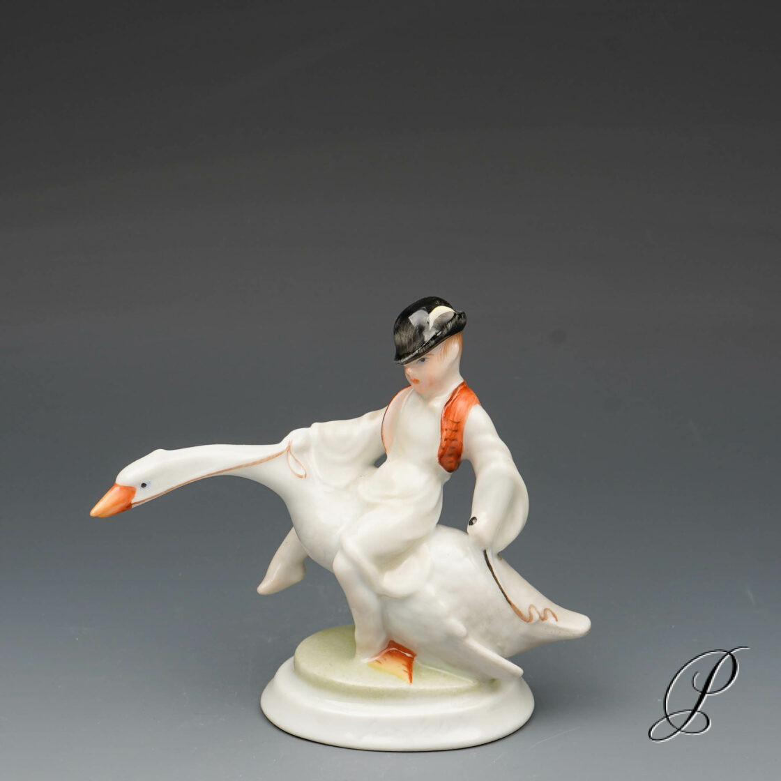 Figur Herend Porzellan Gänsereiter Nils Holgersen