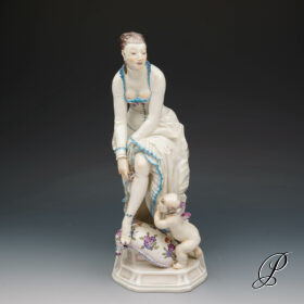 große Figur Meissen 1.Wahl Dame mit Amor von Paul Scheurich