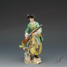 Figur Meissen 1.Wahl - Jägerin mit Hund