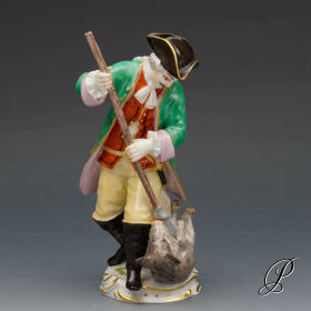 Jagdfigur Meissen 1.Wahl - Jäger mit Wildschwein
