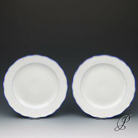 2 Speiseteller Meissen um 1860 Jhd. mit blauem Rand und Goldfaden
