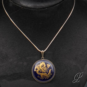 Medallion - Schmuck - Anhänger Meissen 1.Wahl kobaltblau mit Mingdrache