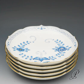 5 Salatschalen / Desserttschalen Meissen 1.Wahl im Dekor Indische Malerei hellblau