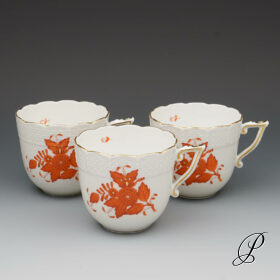 3 Kaffeetassen Herend Apponyi orange