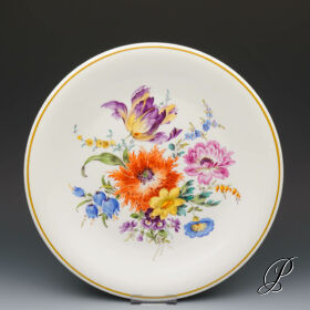 sehr großer Wandteller Meissen mit großem Blumenbukett
