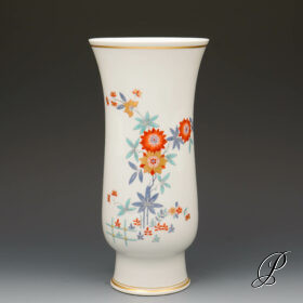 Vase Meissen 1.Wahl mit Indischer Blumenmalerei und Kranich