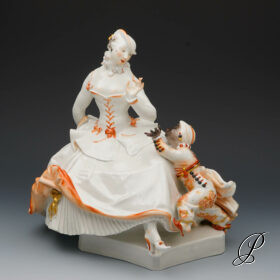 große Figurengruppe Meissen 1.Wahl  von Paul Scheurich die Dame mit Mohrenknaben
