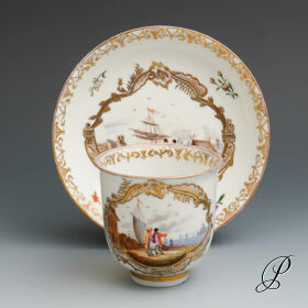 Antiquität!!! Gedeck Meissen um 1800 Jhd. mit Kauffahrteiszenen