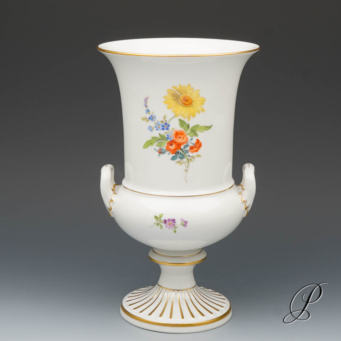 große Meissen Amphorenvase im Dekor Blume3