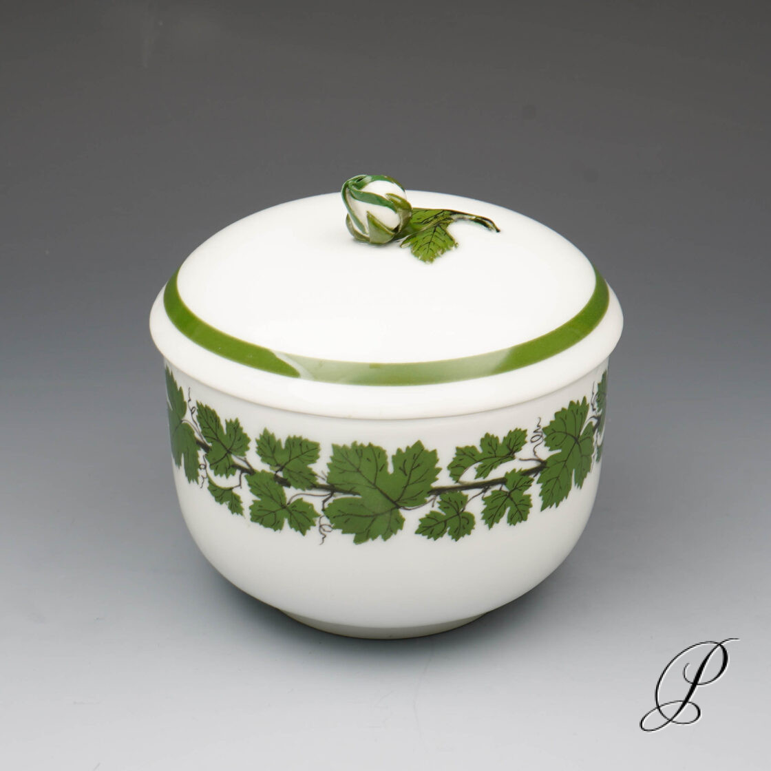 Zuckerdose Meissen im Dekor Weinlaub Knaufzeit um 1900 Jhd.