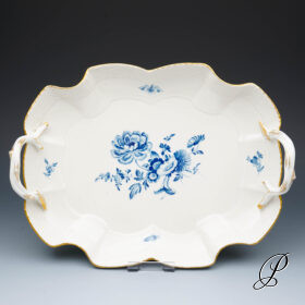 Tablett Meissen blaue Blume mit Insekten