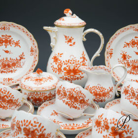 Kaffeeservice Meissen 1.Wahl Indische Korallenrot Malerei