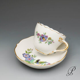 Mokkagedeck Meissen 1.Wahl Indische Fels, Blumen und Vogelmalerei