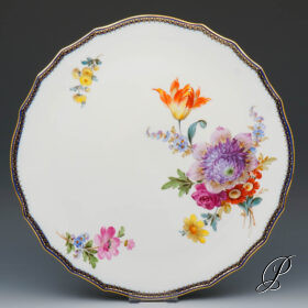 Tortenplatte Meissen 1.Wahl A-Kante mit Blumenbukett