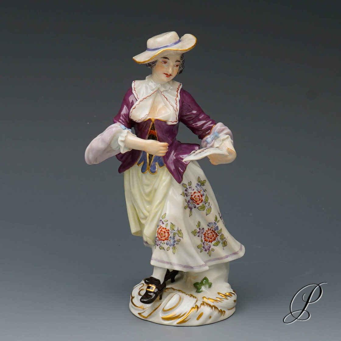 Figur Meissen 1.Wahl eine Sängerin aus der galanten Kapelle
