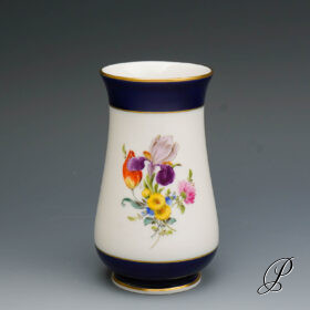 Vase Meissen 1.Wahl Kobaltblau mit Blumenbukett