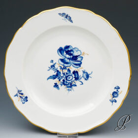 Speiseteller Meissen Blumenbukett mit Goldgräsern und Insekten