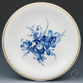 großer Wandteller Meissen 1.Wahl mit Blumenbukett Kobaltblau