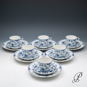 6 Kaffeegedecke Royal Copenhagen Musselmalet Halbspitz