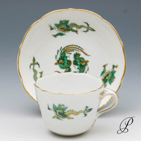 Mokkagedeck Meissen reicher Drache grün