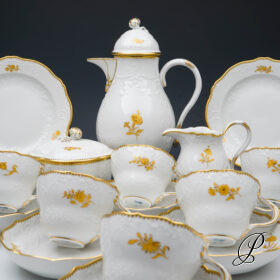 Kaffeeservice Meissen Goldzweig mit Goldzahnkante