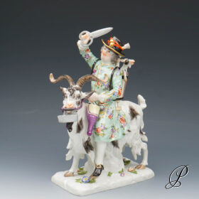 wunderschöne Figur Meissen 1.Wahl " Schneider auf Ziegenbock "
