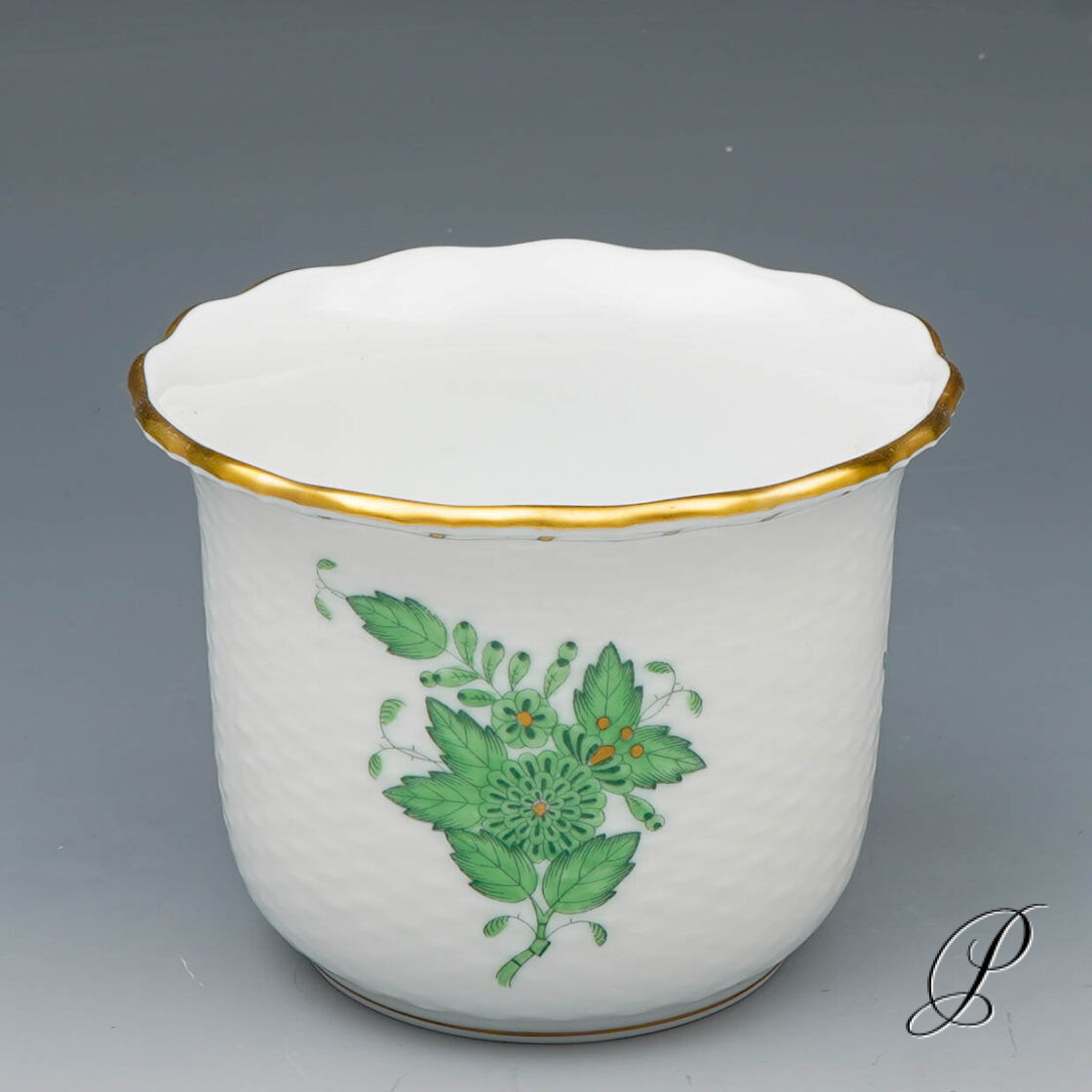 kleiner Blumentopf / Übertopf Herend Apponyi grün