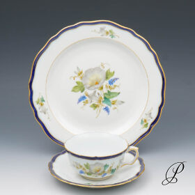 Teegedeck Meissen mit naturalistischer Blumenmalerei weiße Winde
