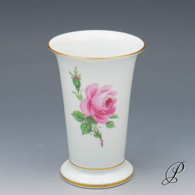 Vase Meissen Rote Rose Pfeiferzeit um 1924 Jhd.