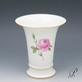 große Vase Meissen im Dekor Rote Rose