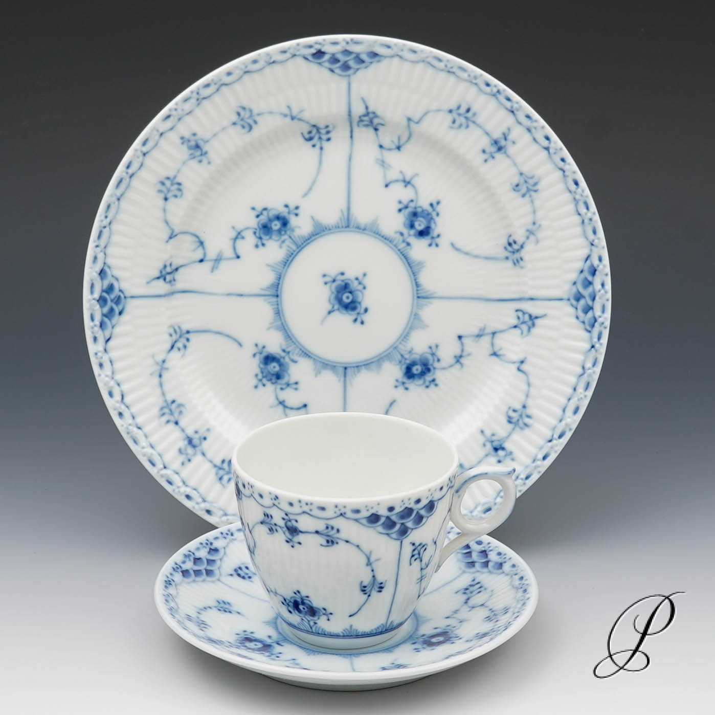 Kaffeegedeck Royal Copenhagen Musselmalet Halbspitz
