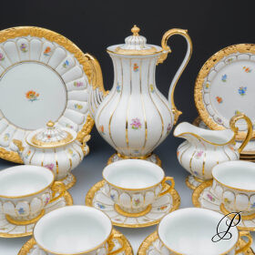 Prunk Kaffeeservice Meissen X-Form mit Streublümchen