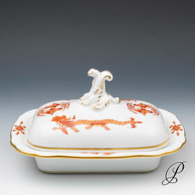 Butterdose Meissen 1.Wahl Reicher Drache Rot