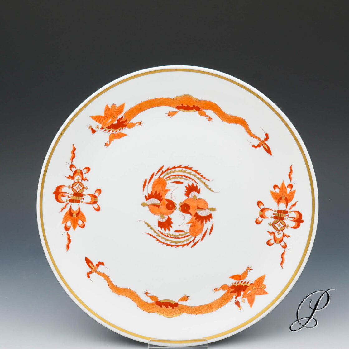 Wandteller Meissen 1.Wahl reicher Drache Rot